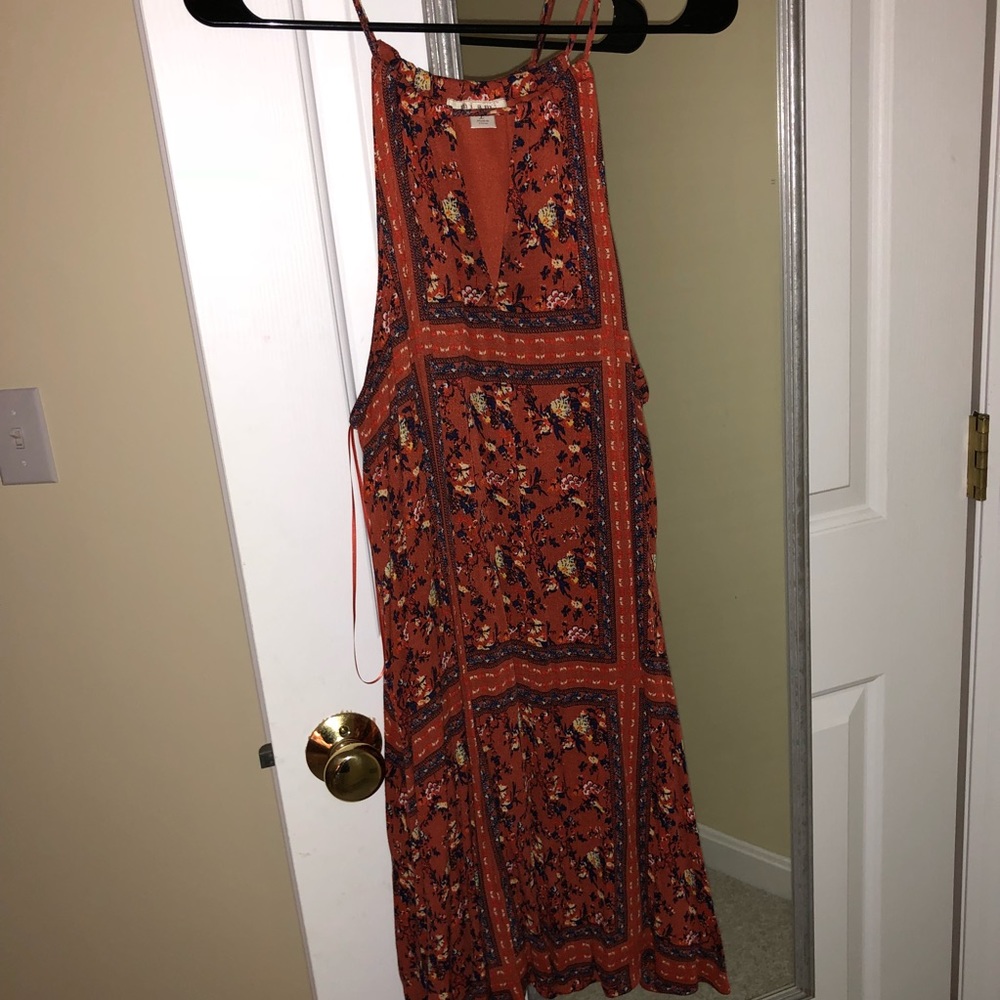 Burnt orange print tank swing dress